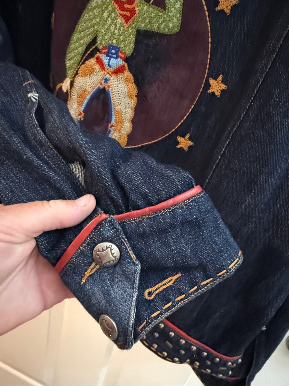NWT Double D Ranch Dark Blue Embroidered 'Pure Country' Denim Jacket 2X - Picture 4 of 12